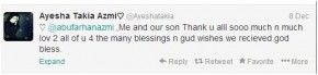 Ayesha Takia's tweet