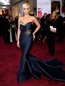 The silhouette spelled class and Rita Ora rocked the black Marchesa gown