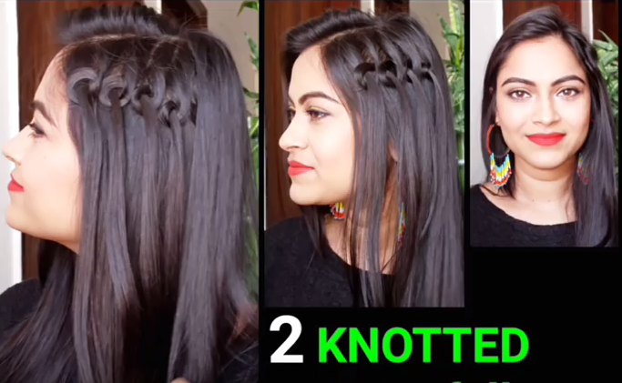 2-easy-knotted-waterfall-hairstyles-for-medium-to-long-hair-side-waterfall-braid-indian-hairstyles